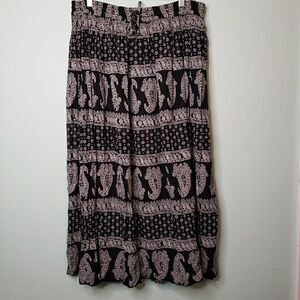 Nipon Studio Maxi Peasant Skirt Tribal Paisley Pleated Long Full Womens Sz 16
